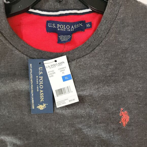 US Polo ASSN Sweater Pullover Logo DrkGry Mens XL. NWT - Picture 3 of 5